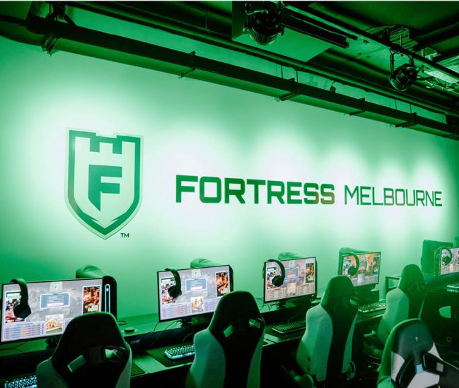 Telstra lounge gaming computers in Fortress Melbourne